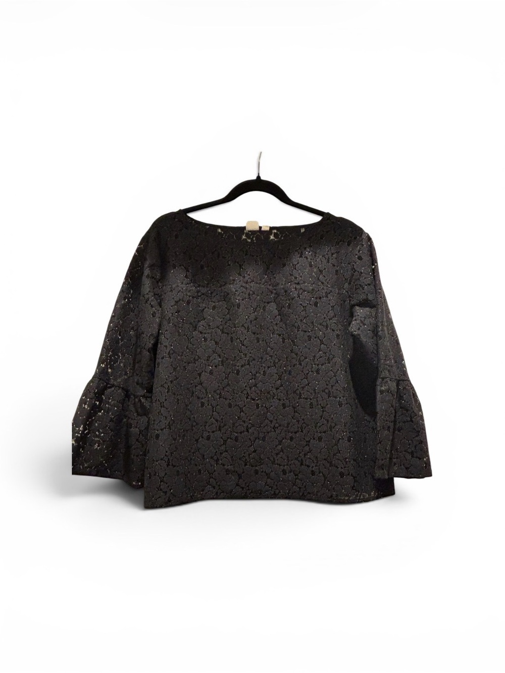 GAP Black Lace Bell-Sleeve Boatneck Blouse